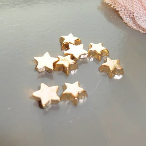 10x étoiles cabochon  dorées 6 mm x 6.5 épaisseur 2 mm 