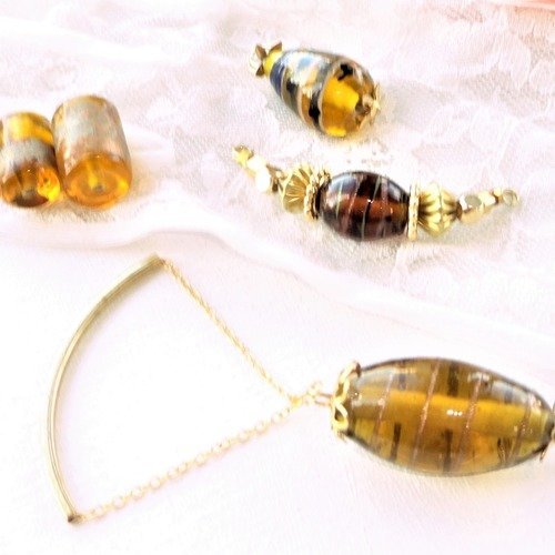 Perle verre ambrée vintage