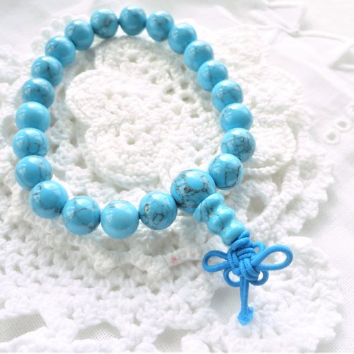Perle turquoise bleu, bracelet de perle turquoise, pierre naturelle, gemme, bleu