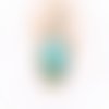 Pendentif ovale pierre turquoise , strass verre, fait main