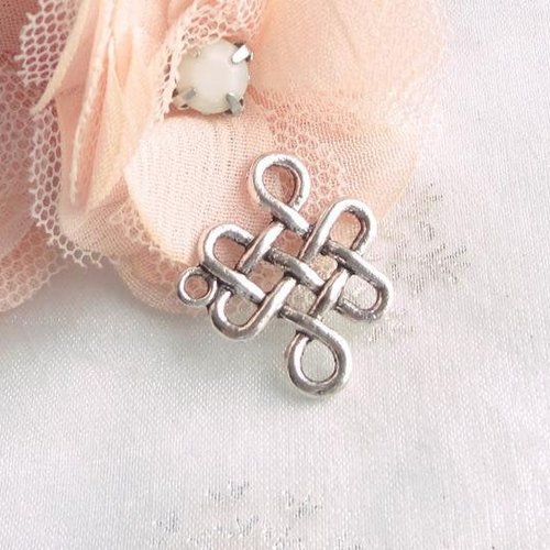 2 liens nœud celtique, triquera argenté, perle connecteur,connecteur bijoux, nœud, argent, celtique