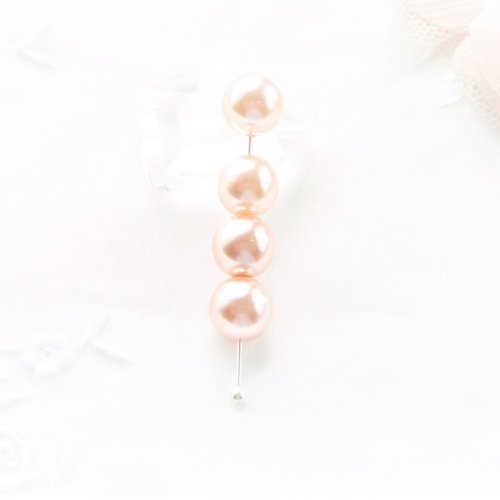 Perle  nacré  ronde  8 mm, perle beige rosé, vintage ronde, 8 mm