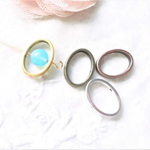 Perle métal ovale, anneau cuivré, perle lien, connecteur, intercalaire, ovale