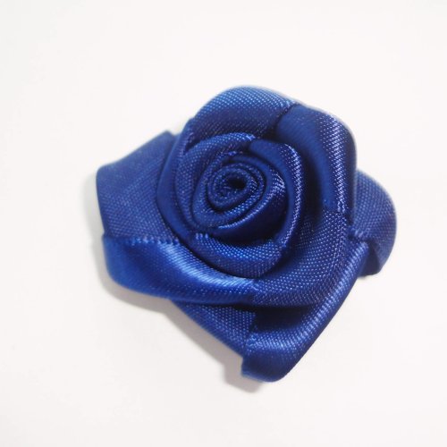 Fleur en satin bleu marine, appliqué de fleur, mariage, bleu, nuit