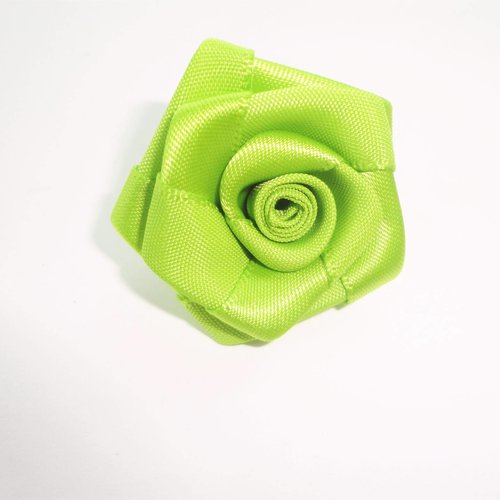 Appliqué fleur satin vert , vert anisé, customisation couture,rose, fleur, tissu