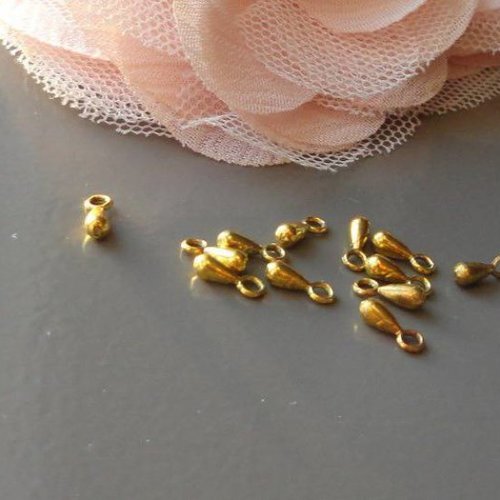 Petite perle métal goutte, perle finition, pour chaînette extension, goutte, laiton, doré