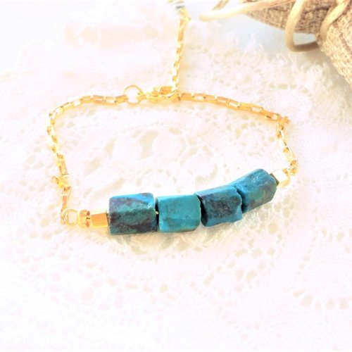 Bracelet or et turquoise, pierre de turquoise,perle bleu, gemme, naturel