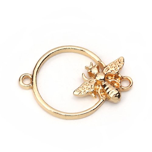 Connecteur rond doré,connecteur bijoux, perle métal or, intercalaire, abeille, 