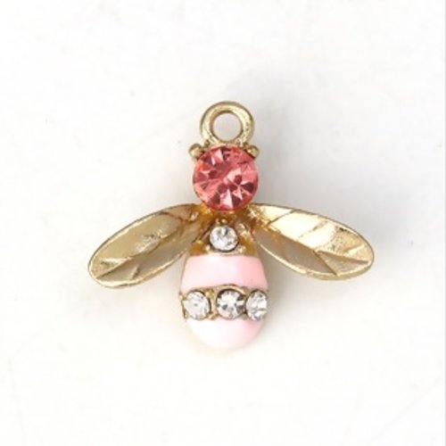 Breloque abeille, pendentif abeilles, charm bijoux, charm, bracelet, strass, émail
