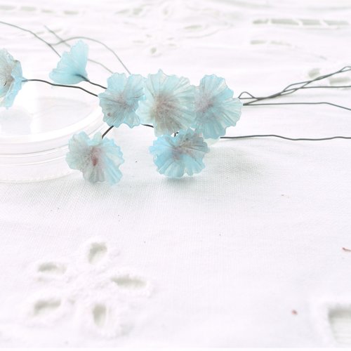 Perle fleur verre filé, perle rare, fleur bleu, lampwork, ancienne, vintage, 