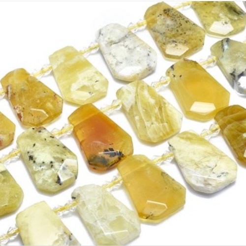 Pendentif pierre naturelle, opale jaune, opale trapèze, perle, triangle, goutte