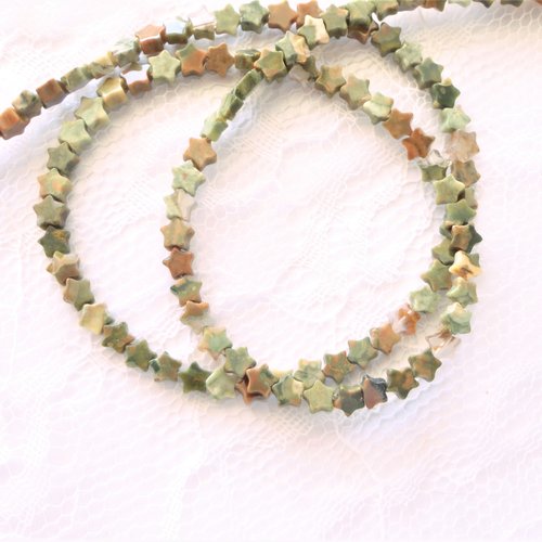 Perle étoile, pierre jaspe, jaspe vert, perles, apprêts, bijoux