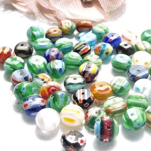 Perles verre  murine, perles donut ,  plates,  murano,10 mm, apprêts, bijoux