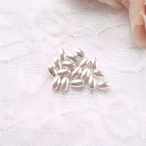 Perle métal ovale, perle riz, entretoise bijoux, intercalaire, argenté, 6 mm