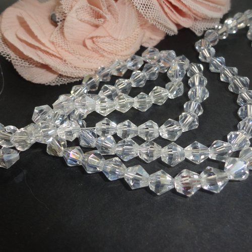 Perle toupie cristal, cristal aurore boréale, verre tchèque, 6 mm, perle, facette, bohème
