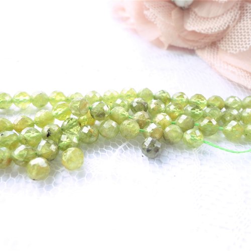 Perle pierre naturelle, pierre de péridot, perle facette, vert, kaki, gemmes