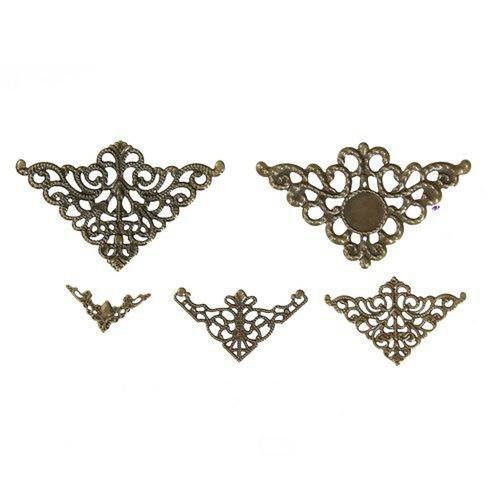 Estampe bronze filigrané triangle, connecteur, intercalaire, pour collier, bijox