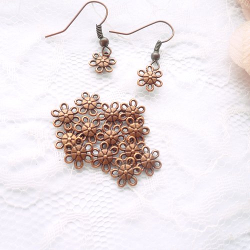 Perle métal fleur, connecteur bijoux, fleur filigrane, 8 mm, apprêts, bijoux