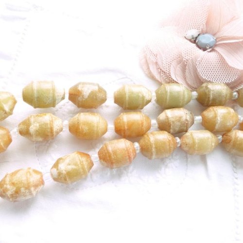 Perle de jade naturelle,  jade xiuyan, perle tambour, gemmes, naturel,kaki