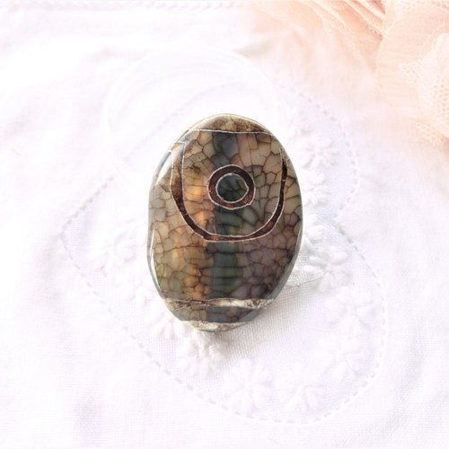 Connecteur laiton et agate, agate transparente,pierre ovale