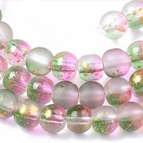 Perle ronde 5 mm, perle en verre, verre transparent, bicolor, création, bijoux, diy