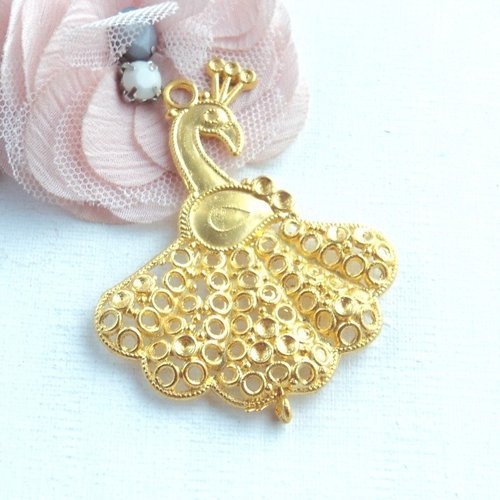 Pendentif doré ethnique, pendentif oiseau, apprêts bijoux, doré, or, original