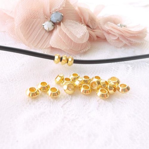 Perle passant doré, plaqué or , perle métal, intercalaire, donut, ronde, 6 mm,