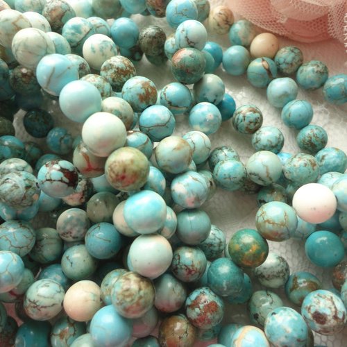 Perle turquoise naturelle, pierre naturelle, bleu turquoise, ronde, 8 mm, gemmes, bijoux