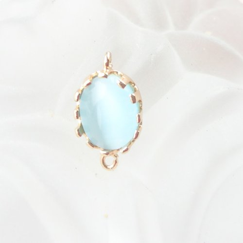 Connecteur verre ovale, connecteur bijoux, pierre bleu océan  perle, verre, ovale, perle