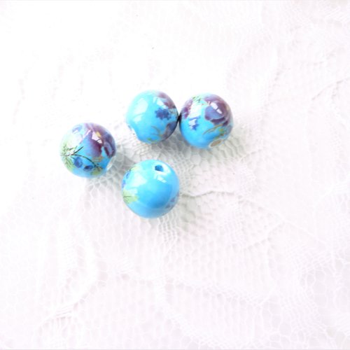 Perle porcelaine ,perle céramique artisanale, grand trou, ronde, 10 mm, hand made