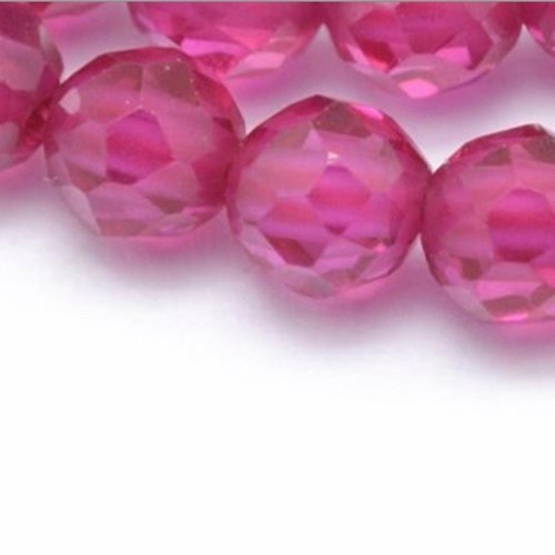 Perle pierre de gemme, perle rubis, rubis à facette, pierre, rose, 3 mm,