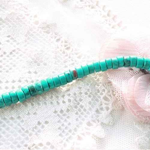 Perle turquoise naturelle, turquoise bleu, gemme naturelle, perle palet , disque, donut, heishi