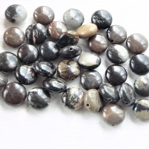 Perle rhodonite ronde plate, pierre bijoux, perle carré, gemmes, naturelle, rhodochrosite