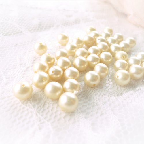 Perle nacré ronde, perle imitation nacre, culture, 6 mm, vintage, ancienne