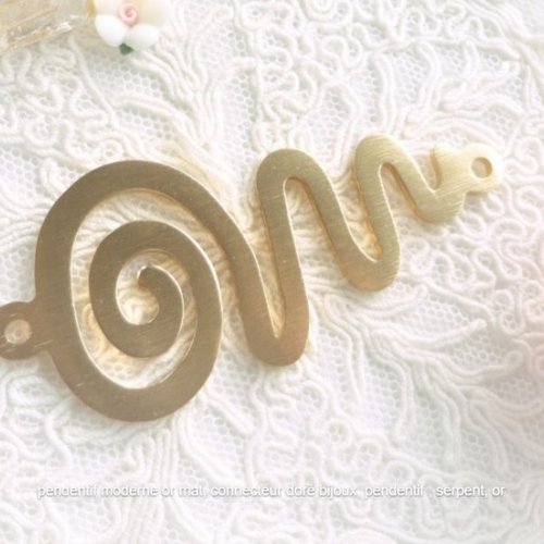 Plastron collier, plastron connecteur, connecteur bijoux, doré, or, spirale