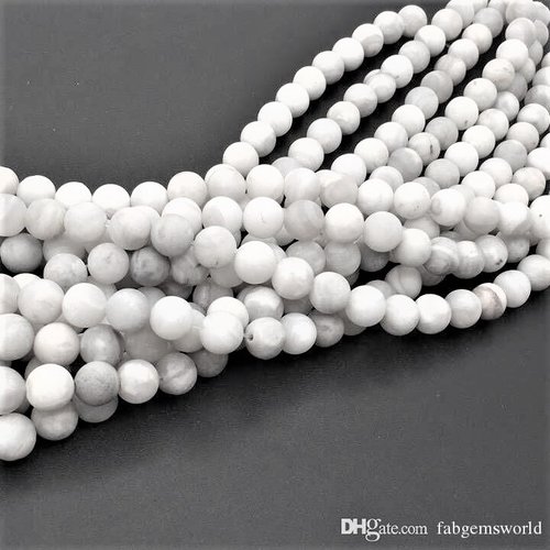 Agate ronde blanche, agate matte, pierre banche, perle, pierre, bijoux, diy, 4 mm , 17 perles