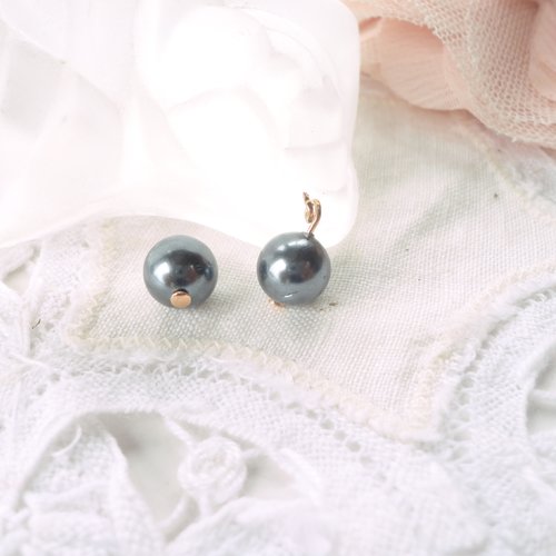 Perle de coquillage nacre, nacre grise, perle ronde, 10 mm, charm, pendentif, breloque,
