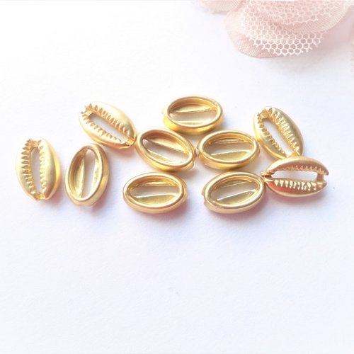 Perle métal doré cauris, perle coquillage, cauris pour bracelet, création, bijoux, ethnique
