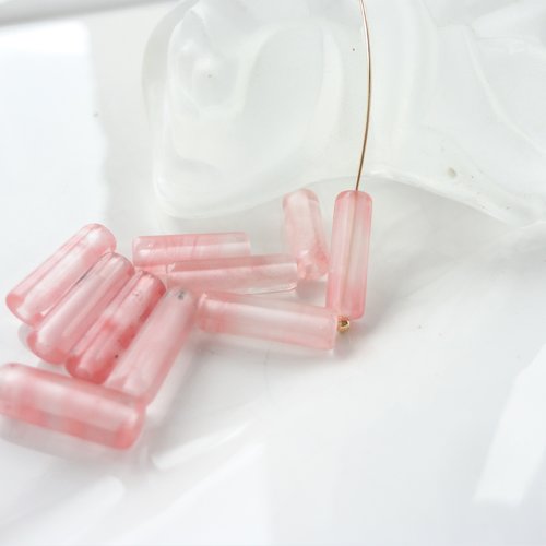 Perle pierre tube, quartz fraise, pendentif pierre, stick, perle, bijoux, création