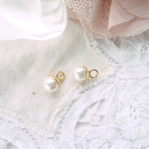 Breloque nacre naturelle, petite pendentif perle, perle nacré, acier inoxydable, doré, argenté, charm, bijoux