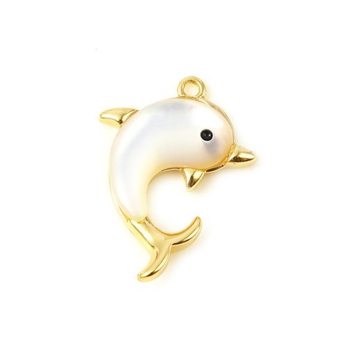 Pendentif nacre dauphin, breloque poisson, nacre naturelle, coquillage, bijoux, enfant, idée, cadeau,