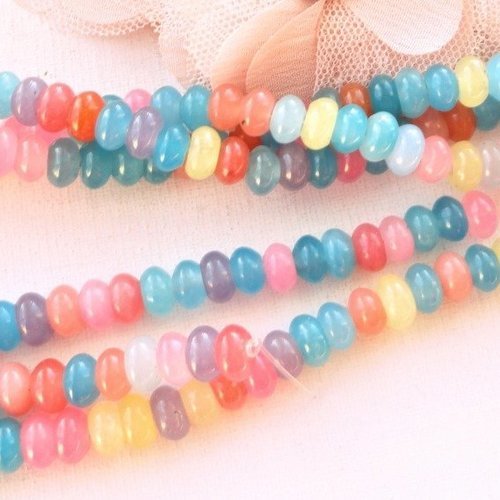 Perle de jade donut, x 12, lot mixte, jade naturel, perle, abacus, pierre, , 8 mm