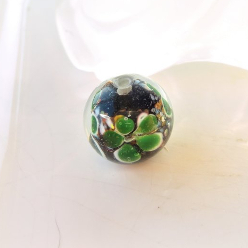 Perle verre murano, perle de venise, verre soufflé, artisanal, ronde, 14 mm