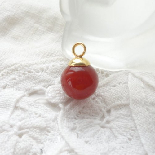 Perle aventurine rouge, charm bijoux, pierre bijoux, pendentif, collier, chakra, diy