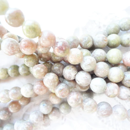 Pierre unakite naturelle perle ronde, 6 mm, pierre, bijou, x10, collier, bracelet, diy