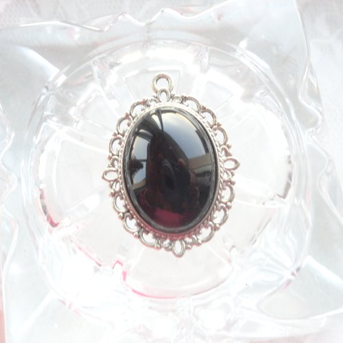 Agate noire ovale, cabochon agate, pendentif ovale, collier, pierre, gemmes