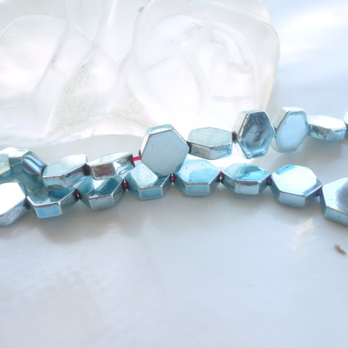 Perle pierre hématie bleu ciel, perle gemme bleu, hématite, 9 mm, x 10, pierre