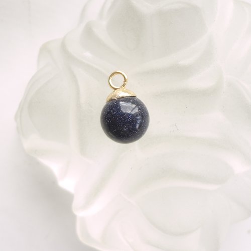 Breloque pierre bleu, paillette d'or, ronde  10 mm, charme pour bijoux, pierre originale, bleu outremer, pendentif  gemme,