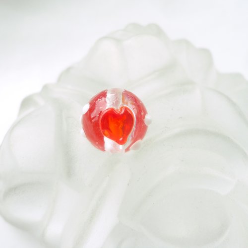 Perle cœur rouge, perle verre, verre soufflé, hand made, bijoux artisanaux  ,accessoire pour bijoux, accessoire joaillerie, bases