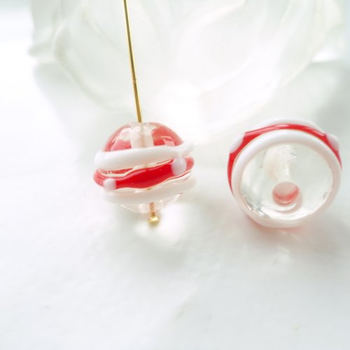 Perle verre artisanal, perle verre soufflé, lampwork, à la lampe, ronde  12 mm, transparente